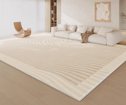 Cream Color Rugs under Dining Room Table, Abstract Area Rugs for Living Room, Geometric Contemporary Modern Rugs Next to Bed, Modern Carpets for Kitchen