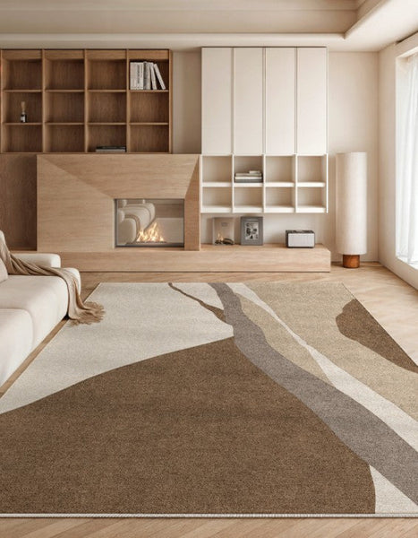 Elegant Modern Area Rugs under Sofa, Dining Room Floor Rugs, Abstract Contemporary Rugs for Bedroom, Mid Century Area Rugs for Living Room-ArtWorkCrafts.com