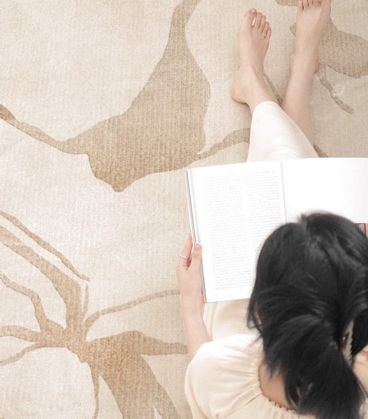 Living Room Contemporary Modern Rugs, Soft Rugs under Coffee Table, French Style Modern Rugs for Interior Design, Flower Pattern Modern Rugs for Dining Room-ArtWorkCrafts.com