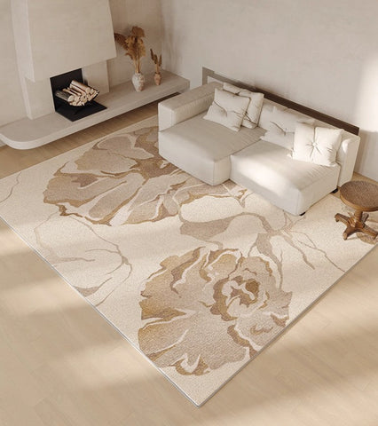 Contemporary Modern Rugs under Dining Room Table, Soft Rugs for Bedroom, French Style Modern Rugs for Interior Design, Flower Pattern Modern Rugs for Living Room