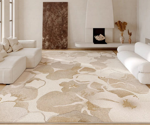 Bedroom Modern Soft Rugs, French Style Modern Rugs for Interior Design, Contemporary Modern Rugs under Dining Room Table, Flower Pattern Modern Rugs for Living Room-ArtWorkCrafts.com