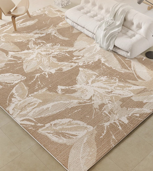 Living Room Flower Pattern Modern Rugs, French Style Modern Rugs for Interior Design, Bedroom Modern Soft Rugs, Contemporary Modern Rugs under Dining Room Table-ArtWorkCrafts.com