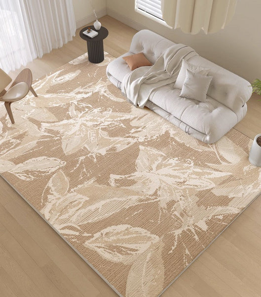 Living Room Flower Pattern Modern Rugs, French Style Modern Rugs for Interior Design, Bedroom Modern Soft Rugs, Contemporary Modern Rugs under Dining Room Table-ArtWorkCrafts.com