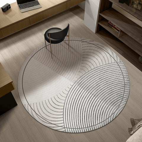Circular Area Rugs for Bedroom, Modern Rugs for Dining Room, Abstract Contemporary Round Rugs under Chairs, Geometric Modern Rugs for Living Room-ArtWorkCrafts.com