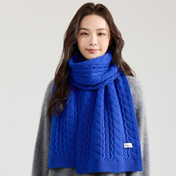 Modern Winter Scarf, Blue Casual Scarf for Women, Fashion Designer Scarf, Cold Weather Scarf, Wool Scarf for Women, Soft Cashmere Scarf for Women-ArtWorkCrafts.com