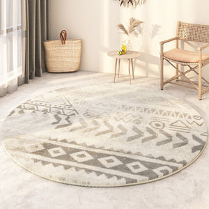 Geometric Modern Rugs for Bedroom, Modern Round Rugs under Coffee Table, Circular Modern Rugs under Sofa, Abstract Contemporary Round Rugs-ArtWorkCrafts.com
