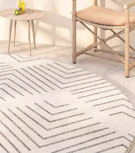 Soft Modern Round Rugs under Coffee Table, Geometric Modern Rugs for Bedroom, Circular Modern Rugs under Sofa, Abstract Contemporary Round Rugs-ArtWorkCrafts.com
