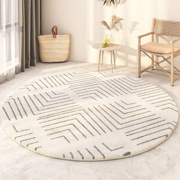 Soft Modern Round Rugs under Coffee Table, Geometric Modern Rugs for Bedroom, Circular Modern Rugs under Sofa, Abstract Contemporary Round Rugs-ArtWorkCrafts.com