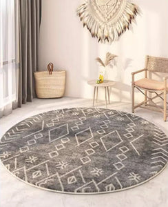 Geometric Modern Rugs for Bedroom, Circular Modern Rugs under Sofa, Modern Round Rugs under Coffee Table, Abstract Contemporary Round Rugs-ArtWorkCrafts.com