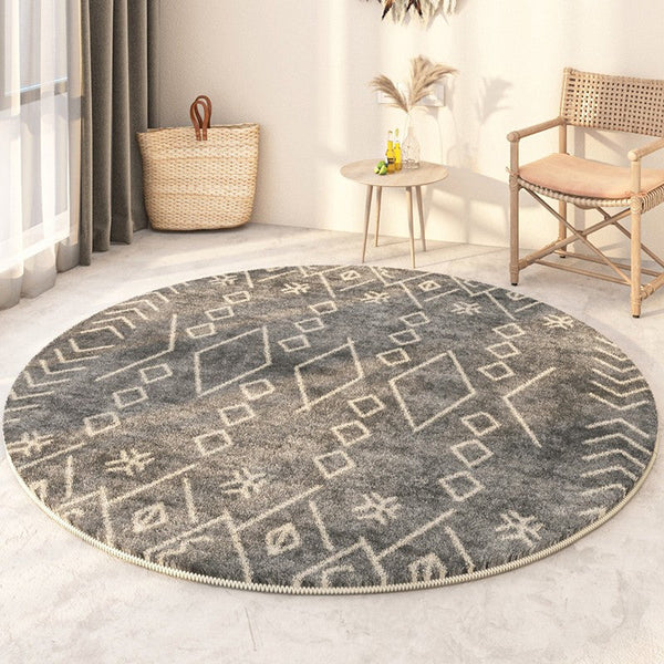 Geometric Modern Rugs for Bedroom, Circular Modern Rugs under Sofa, Modern Round Rugs under Coffee Table, Abstract Contemporary Round Rugs-ArtWorkCrafts.com