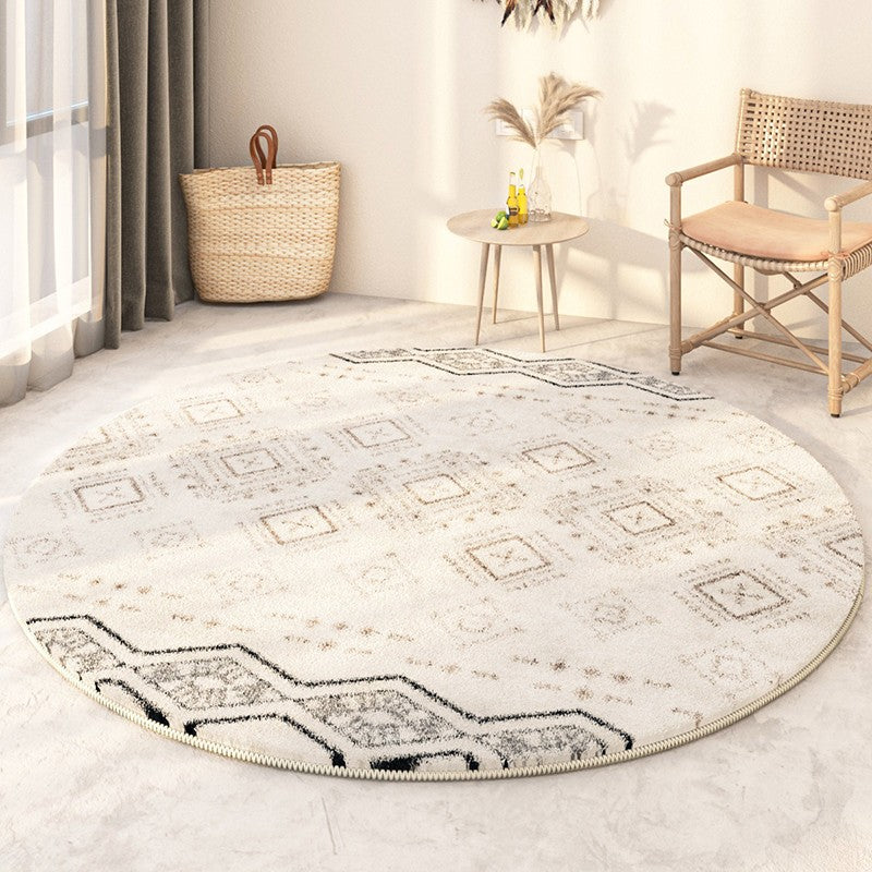 Thick Circular Modern Rugs under Sofa, Geometric Modern Rugs for Bedroom, Modern Round Rugs under Coffee Table, Abstract Contemporary Round Rugs-ArtWorkCrafts.com