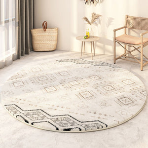 Thick Circular Modern Rugs under Sofa, Geometric Modern Rugs for Bedroom, Modern Round Rugs under Coffee Table, Abstract Contemporary Round Rugs-ArtWorkCrafts.com