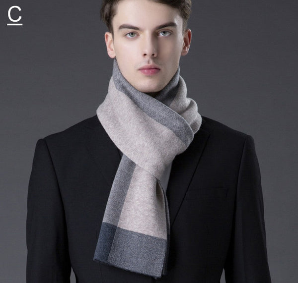 Business Casual Scarf Men, Long Thick Wool Scarf, Men's Winter Scarf, Formal Men Scarf Styles, Fashion Scarf, Christmas Gift for Men, Men's Wool Scarf Winter-ArtWorkCrafts.com