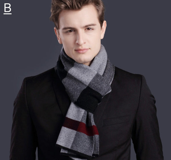 Christmas Gift for Men, Men's Wool Scarf Winter, Thick Wool Scarf, Men's Winter Scarf, Formal Men Scarf Styles, Business Casual Scarf Men, Fashion Scarf-ArtWorkCrafts.com