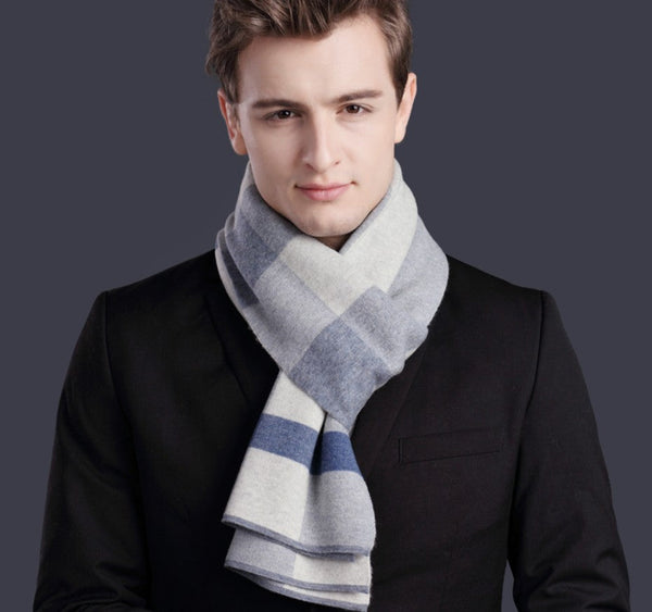 Christmas Gift for Men, Men's Wool Scarf Winter, Thick Wool Scarf, Men's Winter Scarf, Formal Men Scarf Styles, Business Casual Scarf Men, Fashion Scarf-ArtWorkCrafts.com