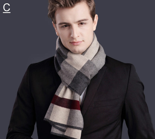 Thick Wool Scarf, Men's Winter Scarf, Formal Men Scarf Styles, Business Casual Scarf Men, Fashion Scarf, Christmas Gift for Men, Men's Wool Scarf Winter-ArtWorkCrafts.com