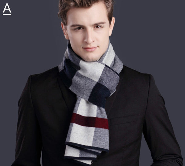 Thick Wool Scarf, Men's Winter Scarf, Formal Men Scarf Styles, Business Casual Scarf Men, Fashion Scarf, Christmas Gift for Men, Men's Wool Scarf Winter-ArtWorkCrafts.com