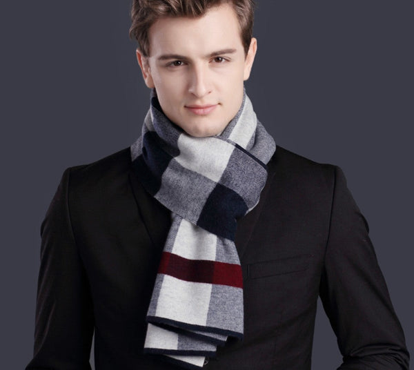 Thick Wool Scarf, Men's Winter Scarf, Formal Men Scarf Styles, Business Casual Scarf Men, Fashion Scarf, Christmas Gift for Men, Men's Wool Scarf Winter-ArtWorkCrafts.com