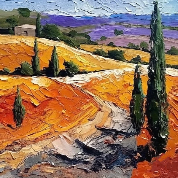 Simple Small Canvas Paintings, Original Small Landscape Paintings, Provence Flower Field Landscape Painting, Heavy Texture Canvas Art, Easy Landscape Painting Ideas-ArtWorkCrafts.com