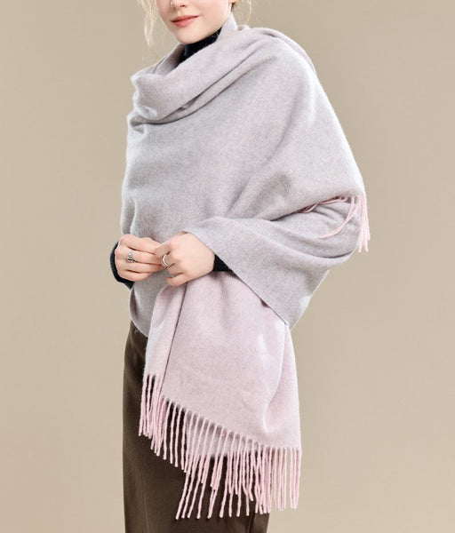 Light Gray and Dusty Rose Fashion Scarf, Christmas Gift, Gifts for Her, Long Wool Scarf, Soft Wool Scarf for Women, Warm Cape, Evening Wrap, Winter Shawl, Elegant Shawl-ArtWorkCrafts.com