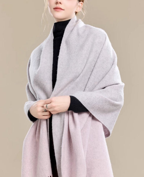 Light Gray and Dusty Rose Fashion Scarf, Christmas Gift, Gifts for Her, Long Wool Scarf, Soft Wool Scarf for Women, Warm Cape, Evening Wrap, Winter Shawl, Elegant Shawl-ArtWorkCrafts.com