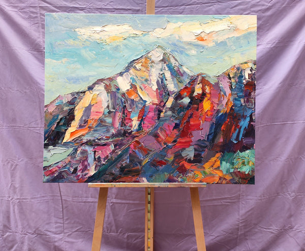 Abstract Mountain Painting, Landscape Wall Art Paintings, Custom Original Landscape Painting, Mountain Landscape Painting
