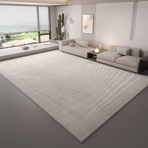 Contemporary Floor Carpets for Living Room, Grey Geometric Modern Rugs in Bedroom, Large Modern Rugs for Sale, Dining Room Modern Rugs-ArtWorkCrafts.com