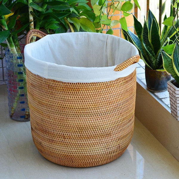 Extra Large Rattan Storage Baskets, Oversized Laundry Storage Baskets, Round Storage Baskets, Storage Baskets for Clothes, Storage Baskets for Bathroom-ArtWorkCrafts.com