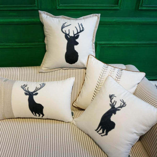 Embroider Elk Cotton Pillow Cover, Decorative Throw Pillow, Sofa Pillows, Home Decor-ArtWorkCrafts.com