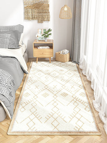 Geometric Contemporary Runner Rugs for Living Room, Thick Modern Runner Rugs Next to Bed, Bathroom Runner Rugs, Kitchen Runner Rugs, Hallway Runner Rugs-ArtWorkCrafts.com