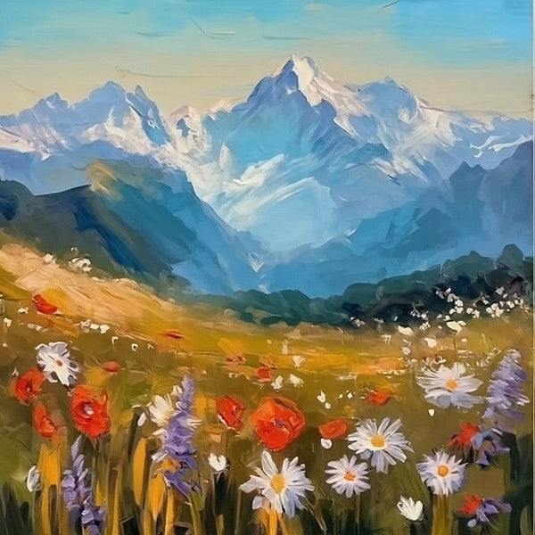The Alps Mountain Painting, Original Small Landscape Paintings, Heavy Texture Canvas Art, Small Canvas Paintings, Easy Landscape Painting Ideas, Simple Small Canvas Paintings-ArtWorkCrafts.com