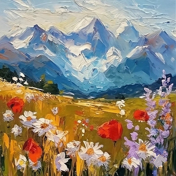Original Small Landscape Paintings, Heavy Texture Canvas Art, The Alps Mountain Painting, Small Canvas Paintings, Easy Landscape Painting Ideas, Simple Small Canvas Paintings-ArtWorkCrafts.com