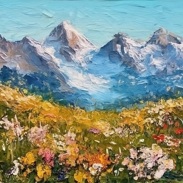 Heavy Texture Canvas Art, Small Canvas Paintings, The Alps Mountain Painting, Small Landscape Painting, Easy Landscape Painting Ideas, Simple Small Canvas Paintings-ArtWorkCrafts.com