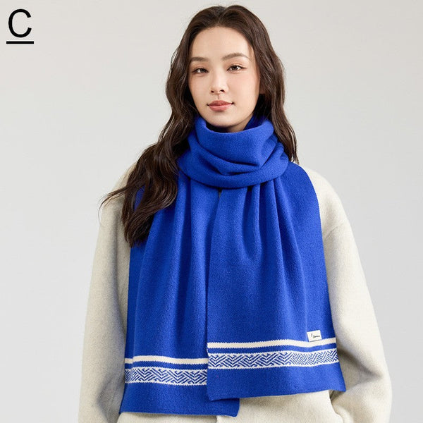 Modern Winter Scarf, Blue Casual Scarf for Women, Fashion Designer Scarf, Cold Weather Scarf, Wool Scarf for Women, Soft Cashmere Scarf for Women-ArtWorkCrafts.com