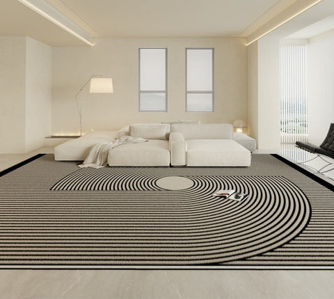 Contemporary Modern Rugs for Bedroom, Abstract Geometric Rugs for Dining Room, Black Modern Rug Placement Ideas for Living Room-ArtWorkCrafts.com