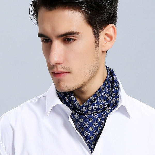 Mens Silk Neck Scarf, Silk Scarf For Work, Casual Silk Scarf Mens, Short Silk Scarf Business, Mens Silk Head Scarf, Lightweight Silk Scarf Men, Silk Ascot Scarf Men-ArtWorkCrafts.com