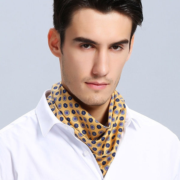 Lightweight Silk Scarf Men, Short Silk Scarf Business, Mens Silk Head Scarf, Mens Silk Neck Scarf, Silk Scarf For Work, Casual Silk Scarf Mens, Silk Ascot Scarf Men-ArtWorkCrafts.com