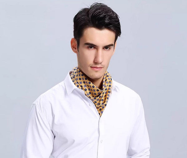 Lightweight Silk Scarf Men, Short Silk Scarf Business, Mens Silk Head Scarf, Mens Silk Neck Scarf, Silk Scarf For Work, Casual Silk Scarf Mens, Silk Ascot Scarf Men-ArtWorkCrafts.com