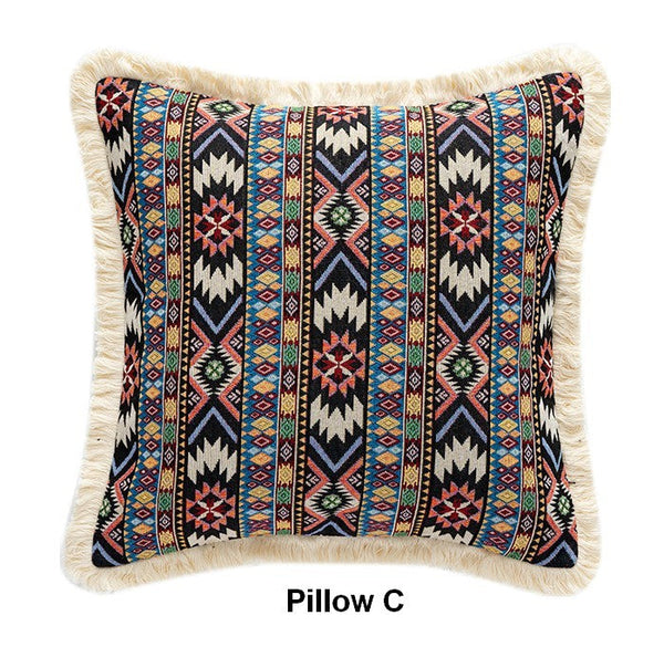 Bohemian Decorative Sofa Pillows for Living Room, Oriental Throw Pillow for Couch, Modern Geometric Decorative Throw Pillows for Bedroom-ArtWorkCrafts.com
