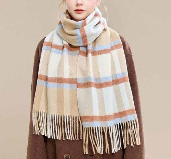 Holiday Scarf, Winter Wool Scarf, Warm Winter Scarf, Christmas Gifts for Her, Cold Weather Scarf, Fashion Scarf, Soft Cashmere Scarf for Girls, Elegant Wool Scarves-ArtWorkCrafts.com