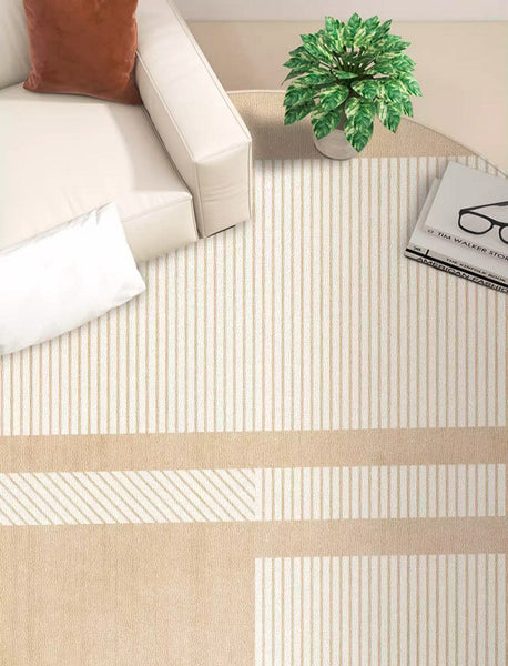 Contemporary Round Rugs, Bedroom Modern Round Rugs, Circular Modern Rugs under Dining Room Table, Geometric Modern Rug Ideas for Living Room-ArtWorkCrafts.com