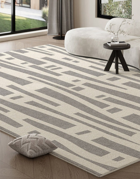 Large Modern Rugs for Living Room, Gray Geometric Area Rugs for Bedroom, Contemporary Area Rugs for Dining Room-ArtWorkCrafts.com