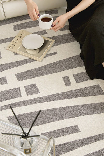 Large Modern Rugs for Living Room, Gray Geometric Area Rugs for Bedroom, Contemporary Area Rugs for Dining Room-ArtWorkCrafts.com