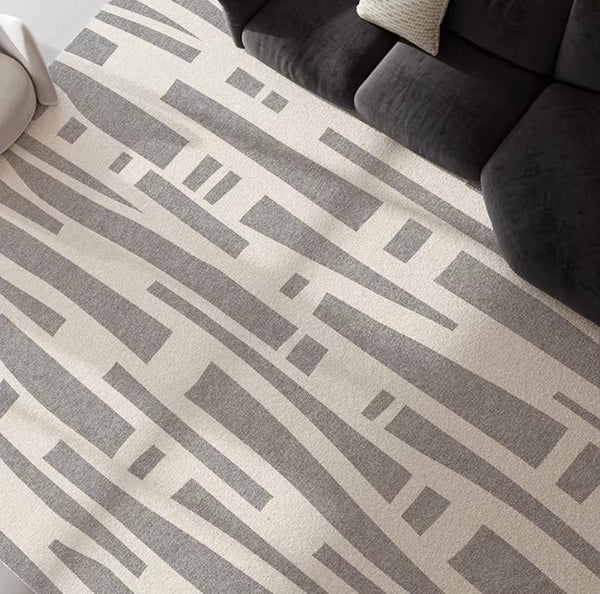 Large Modern Rugs for Living Room, Gray Geometric Area Rugs for Bedroom, Contemporary Area Rugs for Dining Room-ArtWorkCrafts.com