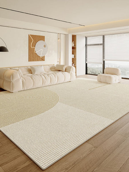 Modern Rugs under Sofa, Dining Room Floor Rugs, Abstract Contemporary Rugs for Bedroom, Modern Rugs for Office, Large Cream Color Rugs in Living Room-ArtWorkCrafts.com