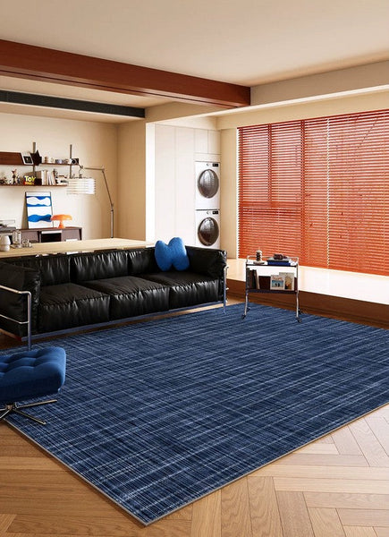 Unique Blue Modern Rugs for Dining Room, Bedroom Modern Floor Carpet, Mid Century Area Rugs, Contemporary Modern Living Room Rug Ideas-ArtWorkCrafts.com