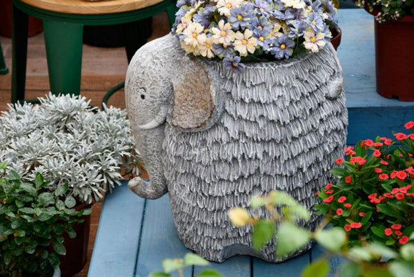 Elephant Flower Pot, Modern Animal Statue for Garden Ornaments, Large Elephant Flowerpot, Resin Statue for Garden, Villa Outdoor Decor Gardening Ideas-ArtWorkCrafts.com