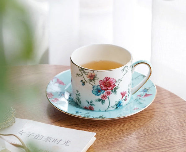 Elegant Coffee Cup, Porcelain Tea cups, British Tea Cup Set, Vintage Tea Cup Set, Afternoon Tea Cup with Saucer Set, Porcelain Coffee Cups, Coffee Cup in Gift Box-ArtWorkCrafts.com