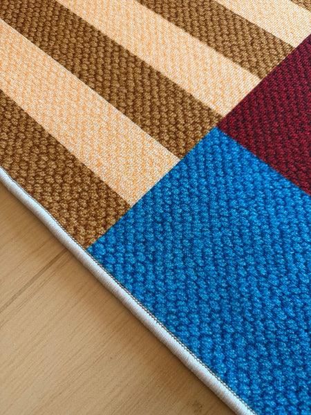 Modern Living Room Rug Ideas, Blue Mid Century Modern Rugs, Colorful Modern Rugs for Dining Room, Geometric Contemporary Area Rugs-ArtWorkCrafts.com