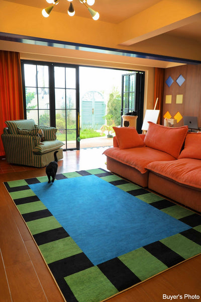 Mid Century Contemporary Rugs, Geometric Modern Rugs, Modern Living Room Rug Ideas, Colorful Area Rugs for Dining Room-ArtWorkCrafts.com